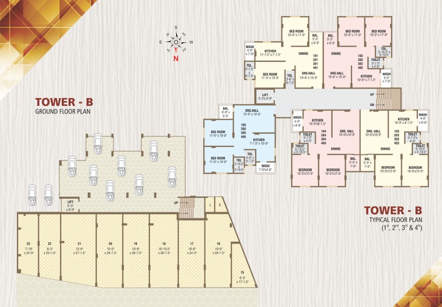 Tower B Ground & Typical Floor Plan